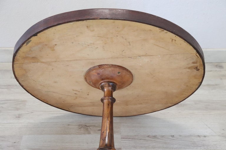 Olive 20th Century Marquetry Wood Round Side Table or Sofa Table For Sale