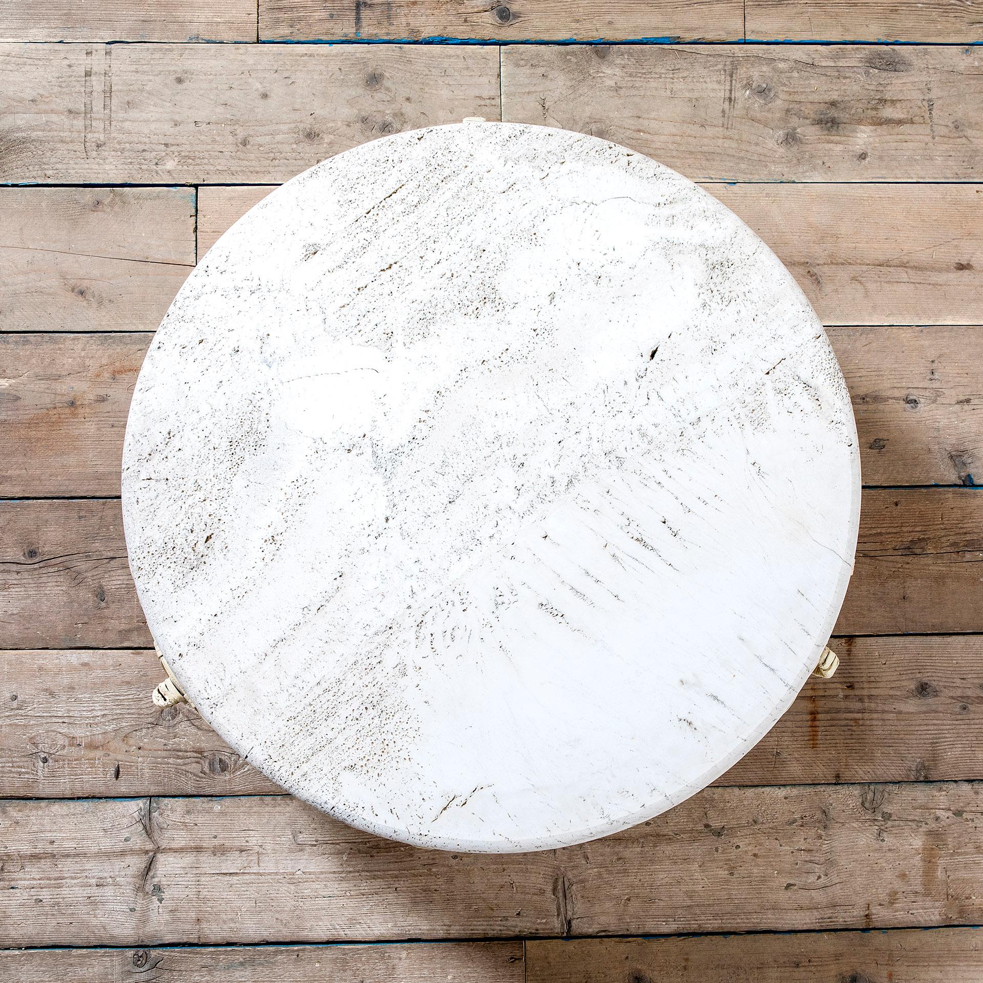 Italian 20th Century Marzio Cecchi for Studio Most Round Coffee Table Top in Travertine