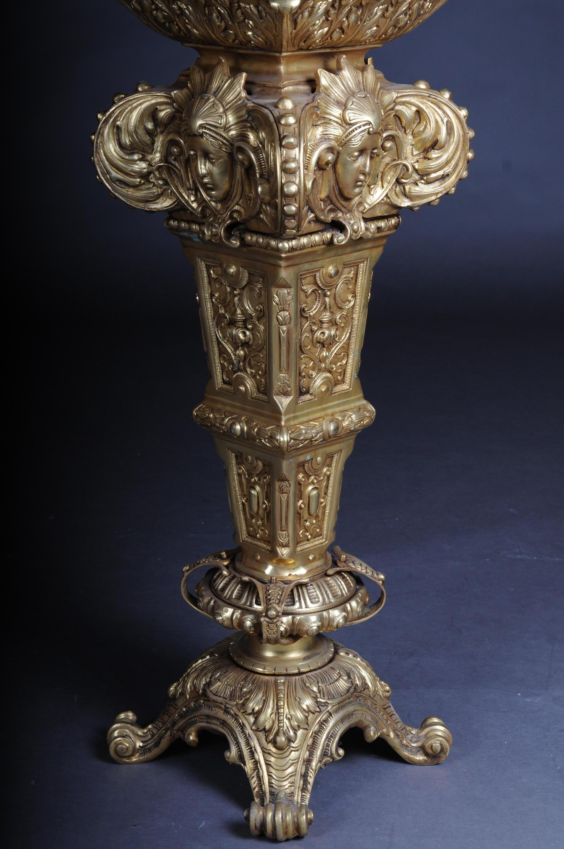 20th Century Massive Finely Engraved Bronze Pillar or Column, Gold 4