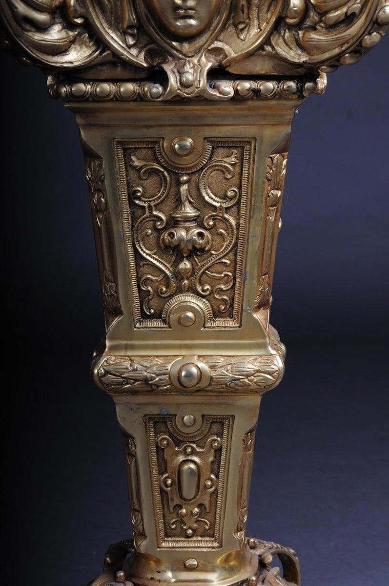 20th Century Massive Finely Engraved Bronze Pillar or Column, Gold For Sale 7