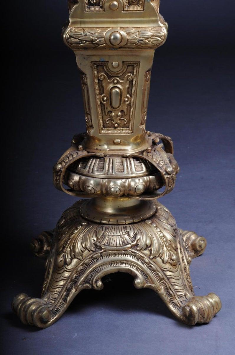 20th Century Massive Finely Engraved Bronze Pillar or Column, Gold For Sale 8