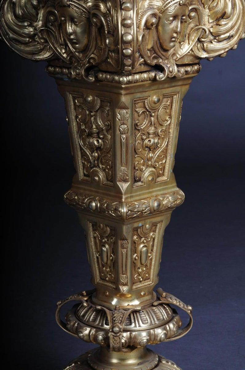 20th Century Massive Finely Engraved Bronze Pillar or Column, Gold For Sale 10