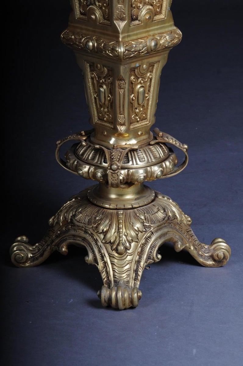 20th Century Massive Finely Engraved Bronze Pillar or Column, Gold For Sale 11