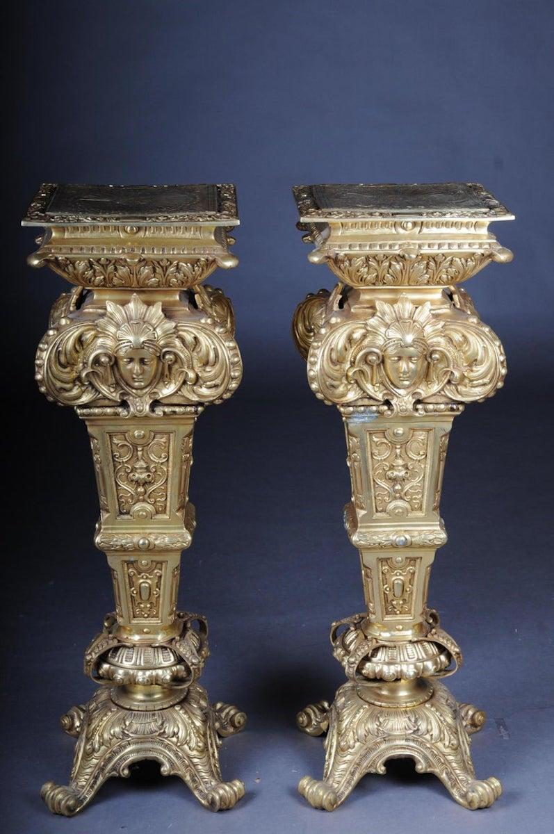 20th Century Massive Finely Engraved Bronze Pillar or Column, Gold For Sale 13