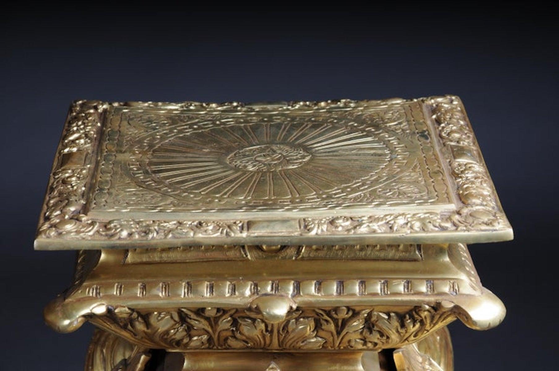 Napoleon III 20th Century Massive Finely Engraved Bronze Pillar or Column, Gold For Sale