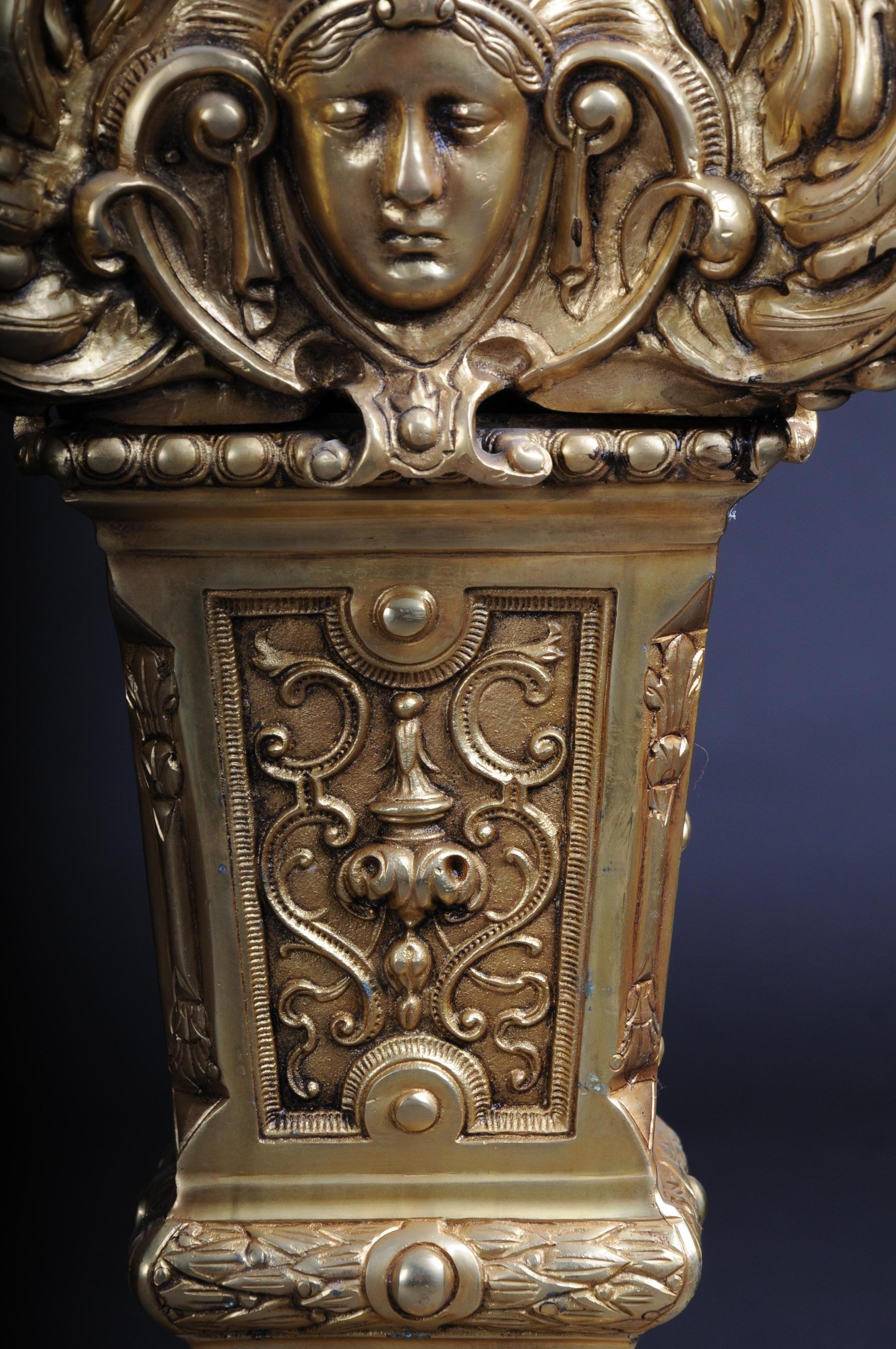 20th Century Massive Finely Engraved Bronze Pillar or Column, Gold In Good Condition For Sale In Berlin, DE