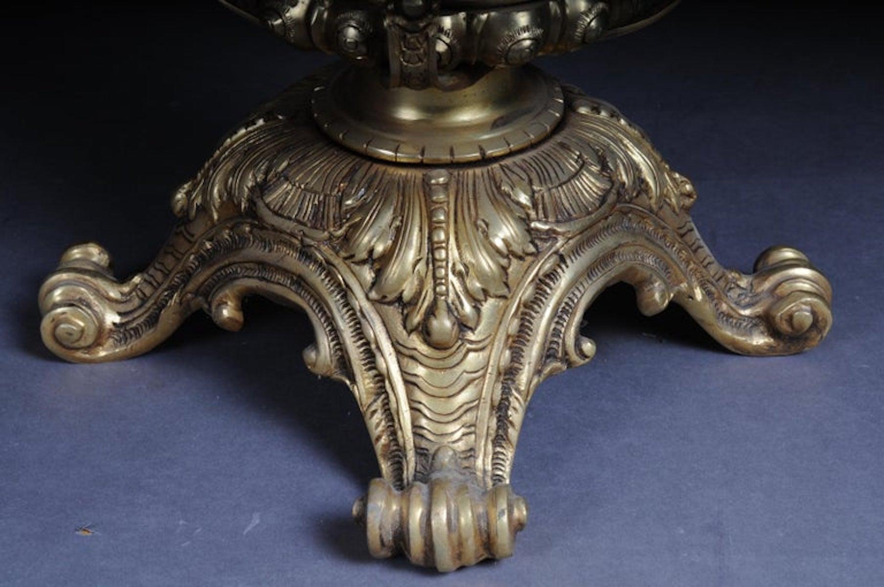 20th Century Massive Finely Engraved Bronze Pillar or Column, Gold For Sale 2