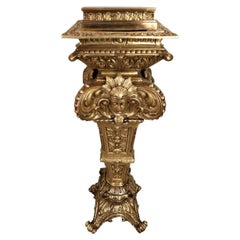 20th Century Massive Finely Engraved Bronze Pillar or Column, Gold