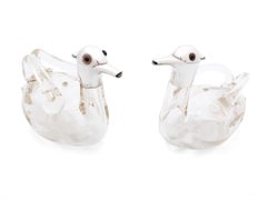 20th Century Matched Pair of Glass Duck Decanters