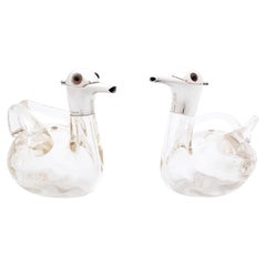 20th Century Matched Pair of Glass Duck Decanters