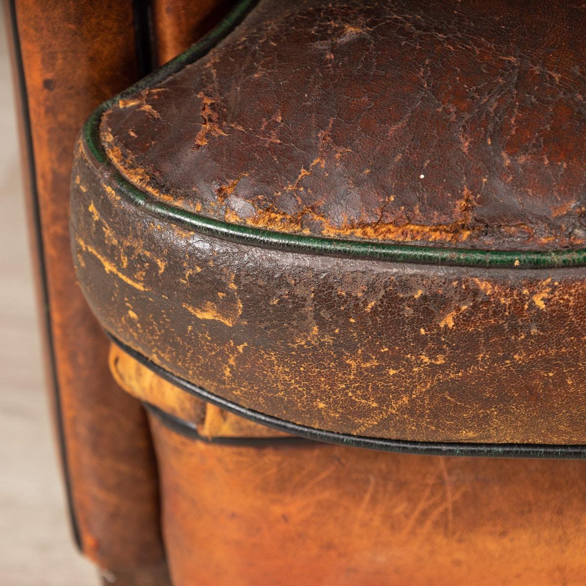 20th Century Matched Pair of Sheepskin Leather Tub Chairs, Holland 7