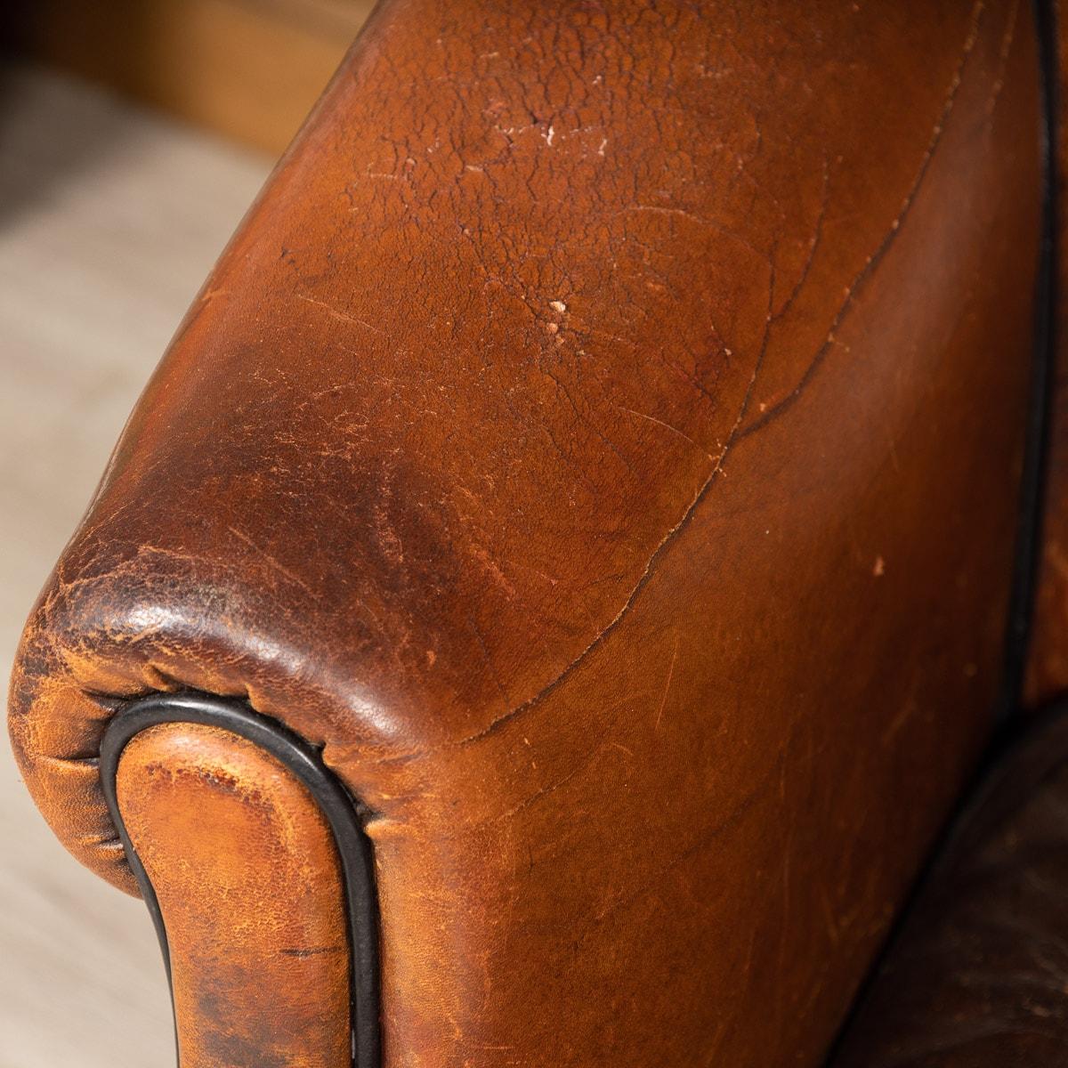 20th Century Matched Pair of Sheepskin Leather Tub Chairs, Holland 13