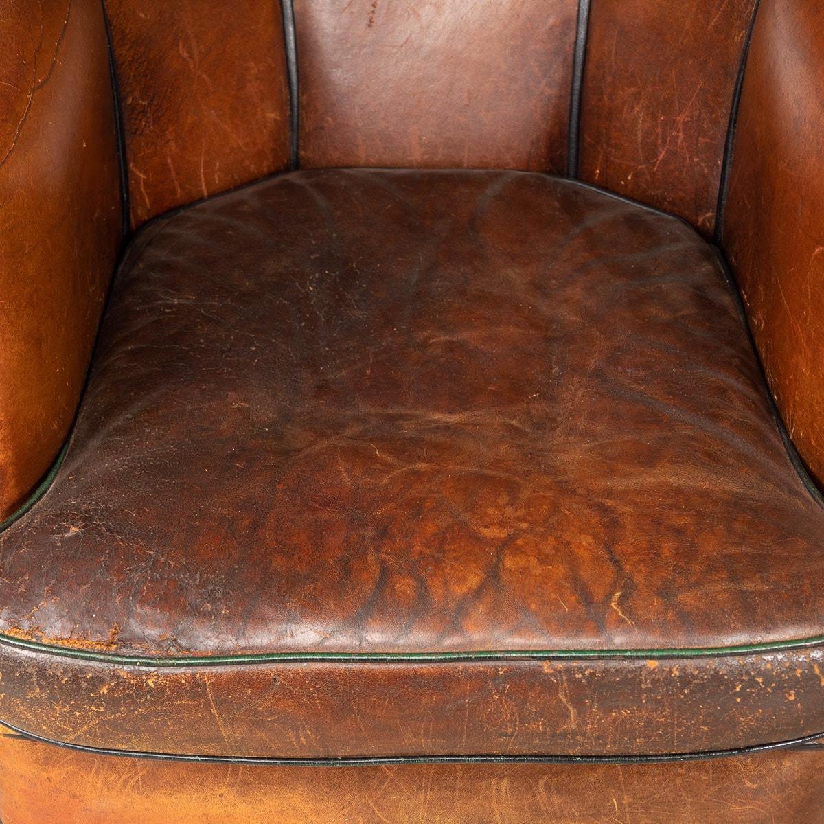 20th Century Matched Pair of Sheepskin Leather Tub Chairs, Holland 5