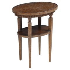 20. Jahrhundert Mattaliano Cerused Oak Oval Beistelltisch