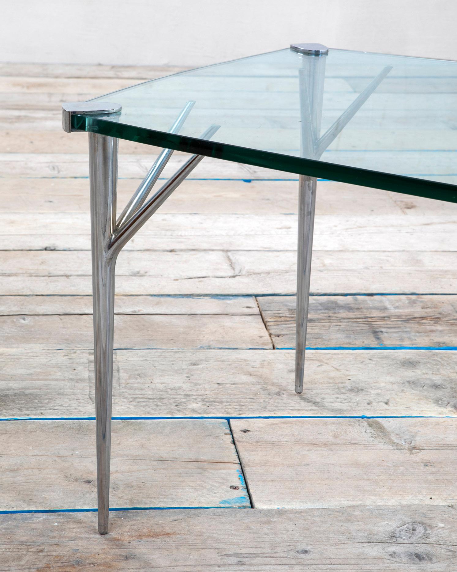 Italian 20th Century Max Ingrand Coffee Table for Fontana Arte Brass and Ground Glass