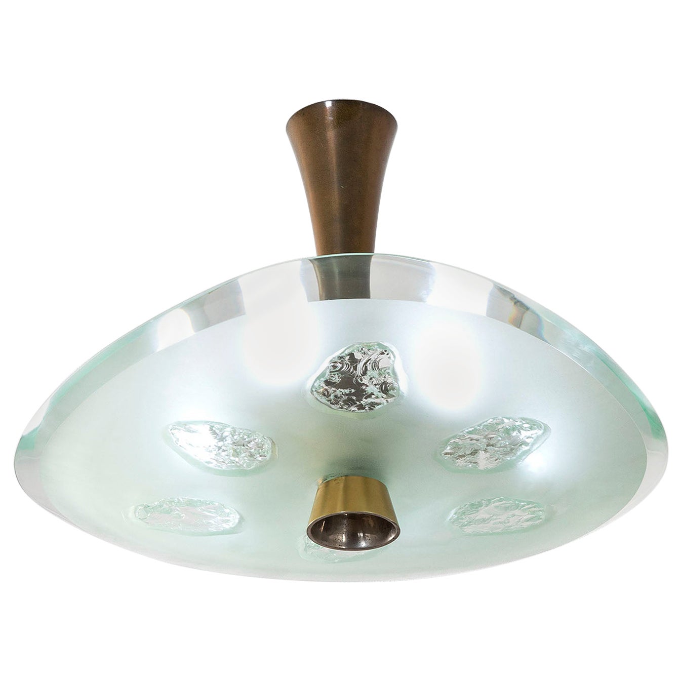 20th Century Max Ingrand Fontana Arte Chandelier Mod 1748 Brass 
Glass 50s