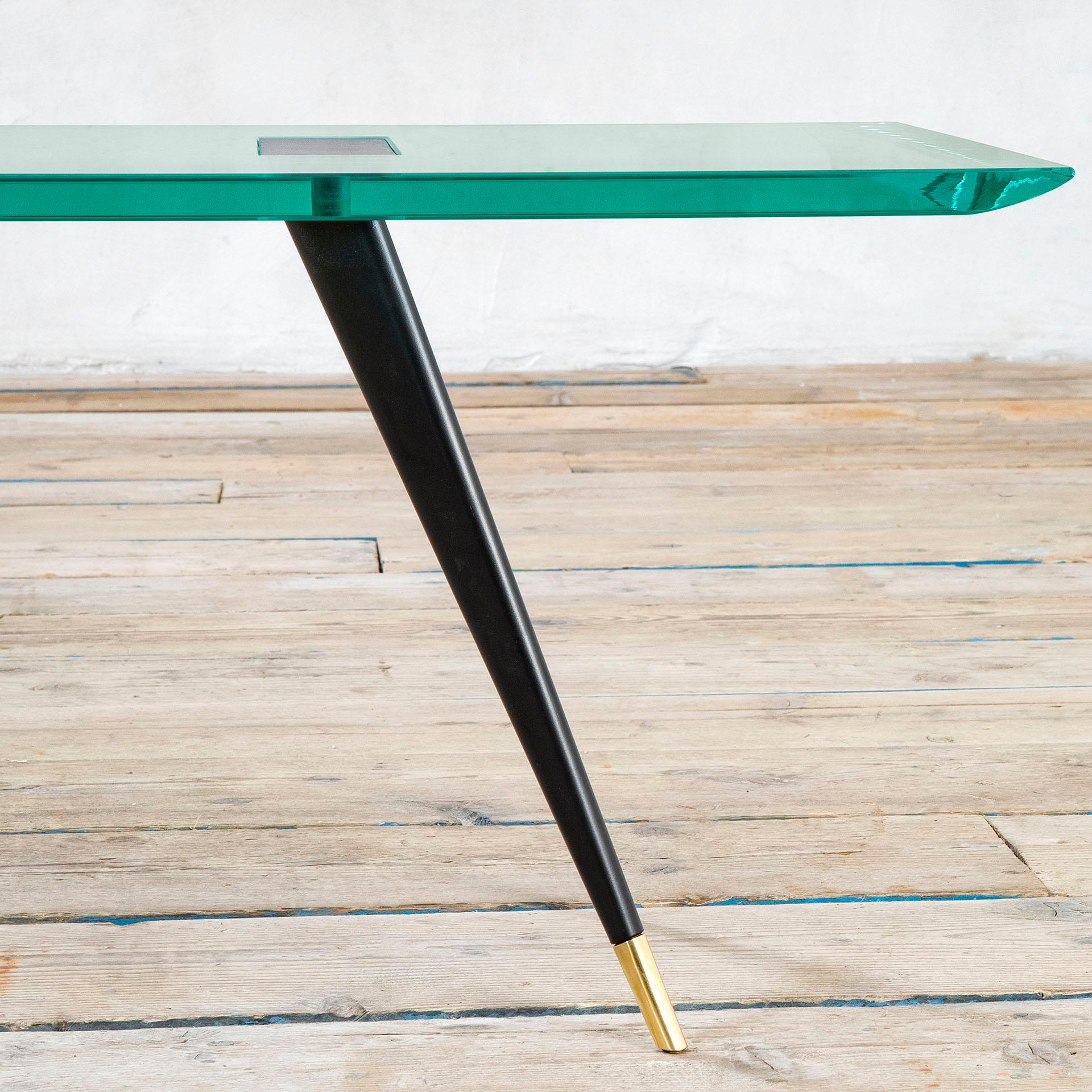 Mid-Century Modern 20th Century Max Ingrand Fontana Arte Low Table mod. 1817/1 Brass and Glass, 50s For Sale