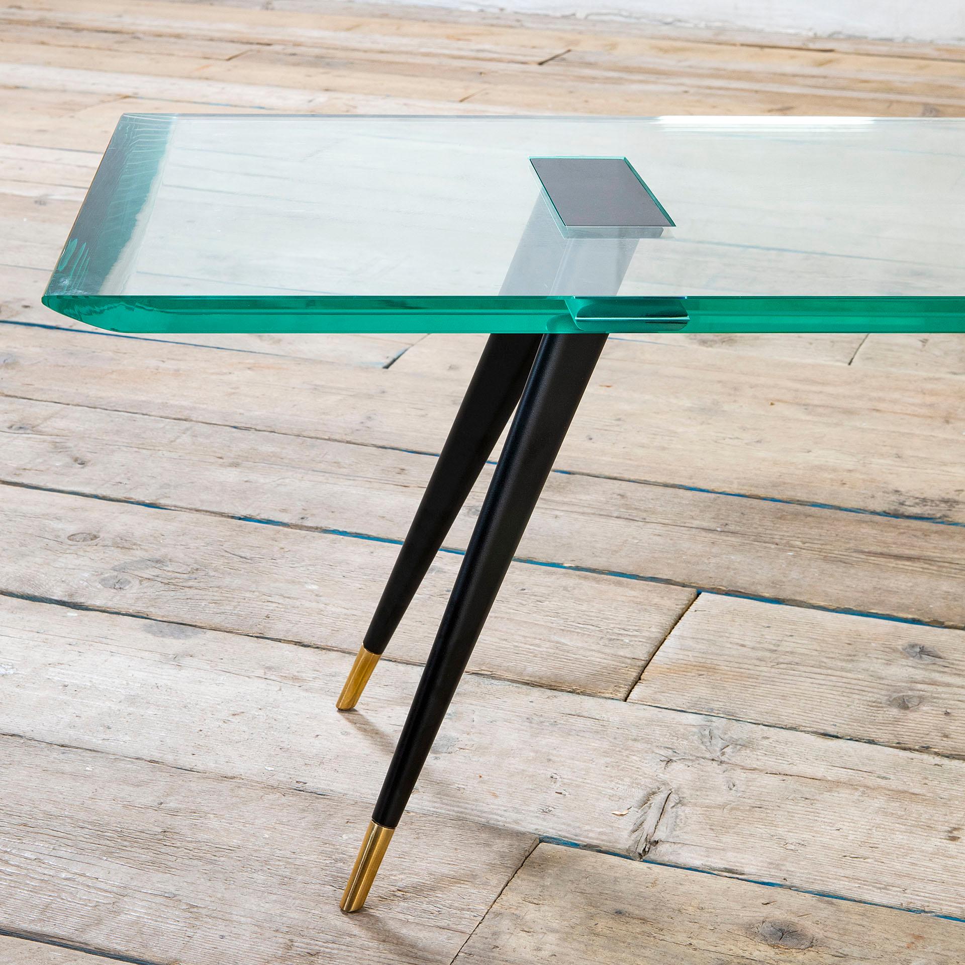 Italian 20th Century Max Ingrand Fontana Arte Low Table mod. 1817/1 Brass and Glass, 50s For Sale