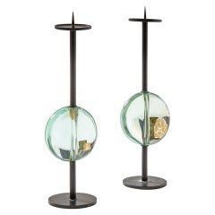 20° secolo Max Ingrand Coppia di portacandele per Fontana Arte