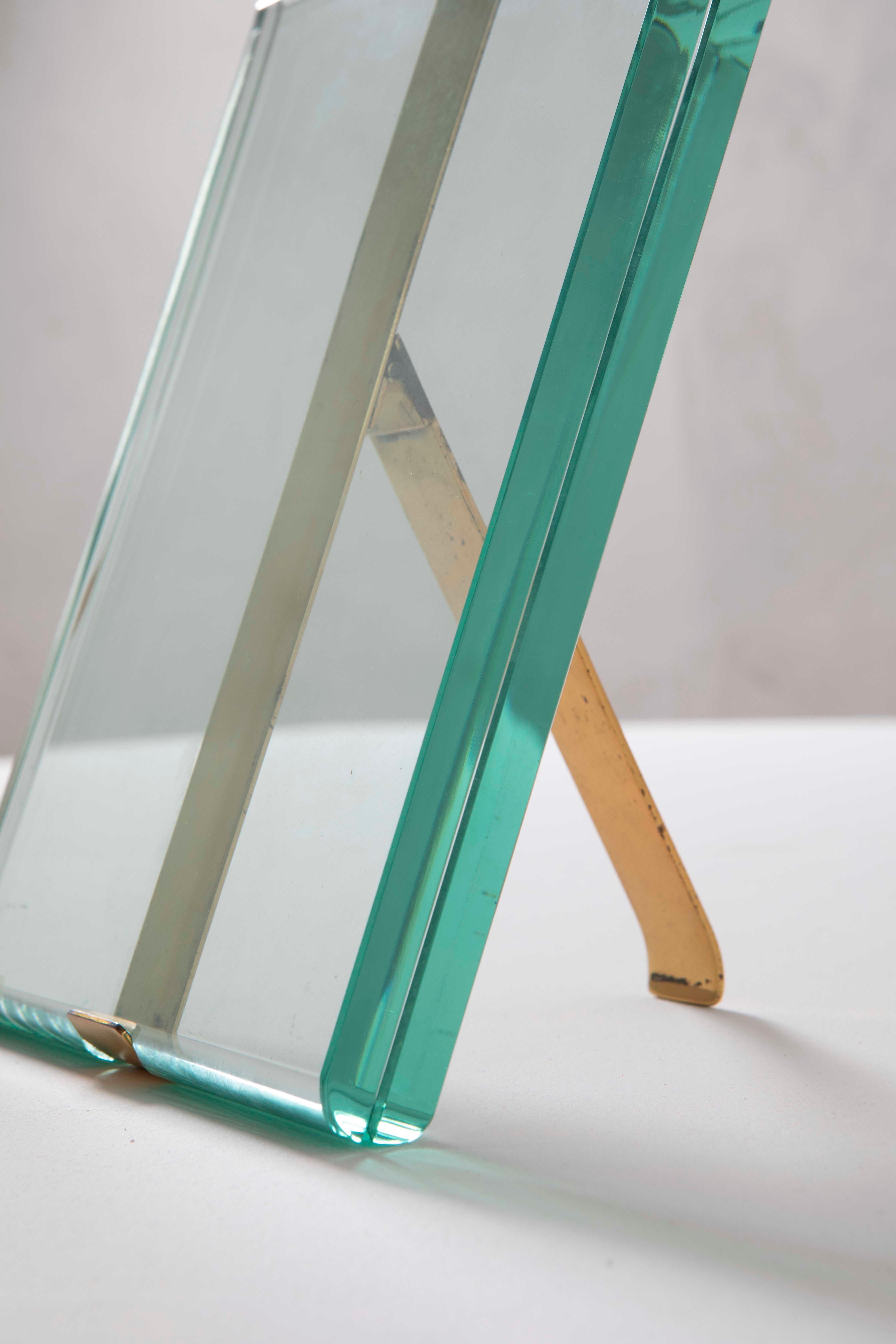 20e siècle Cadre Max Ingrand pour Fontana Arte Mod 1371 Verre et laiton en vente 3