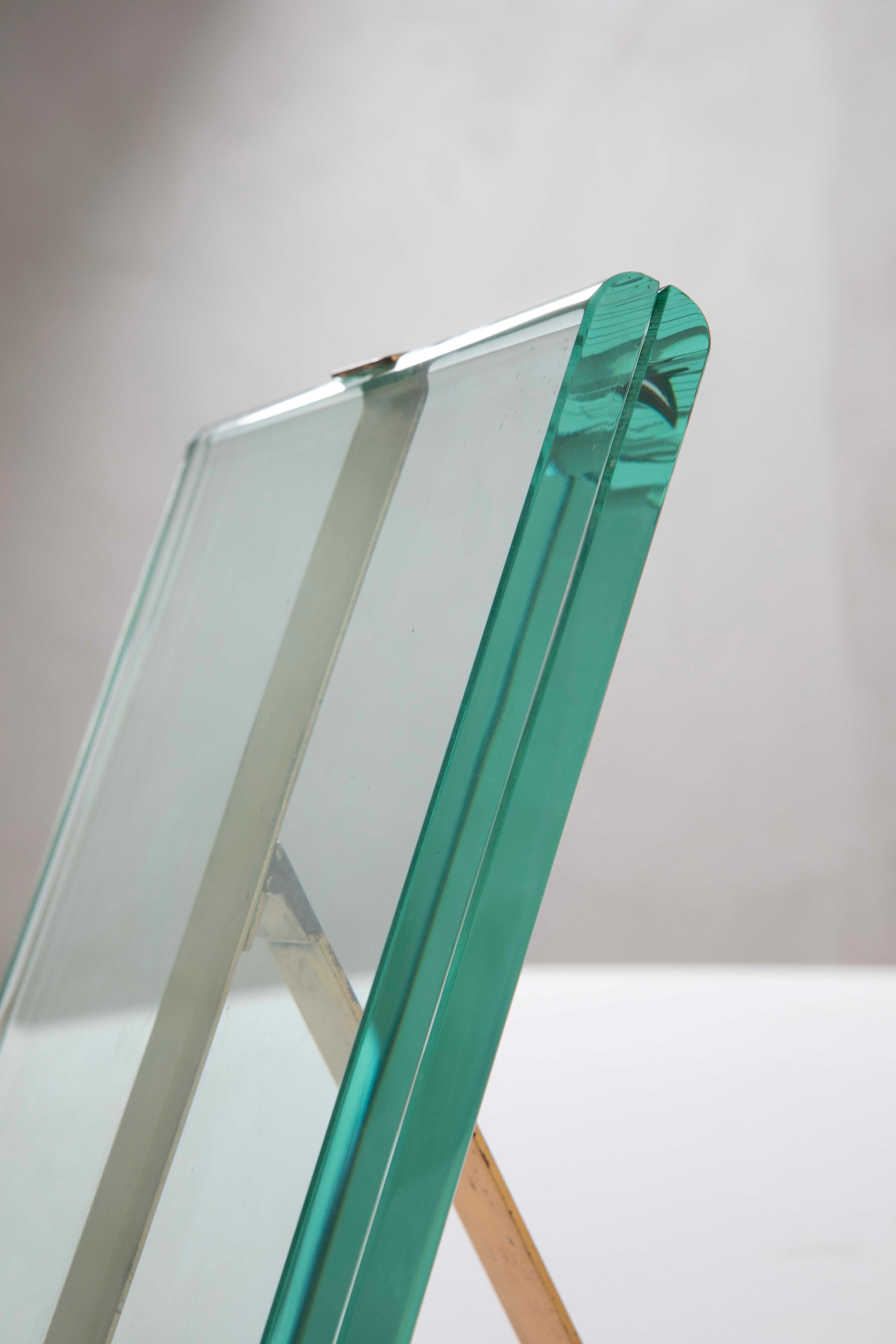 20e siècle Cadre Max Ingrand pour Fontana Arte Mod 1371 Verre et laiton en vente 4