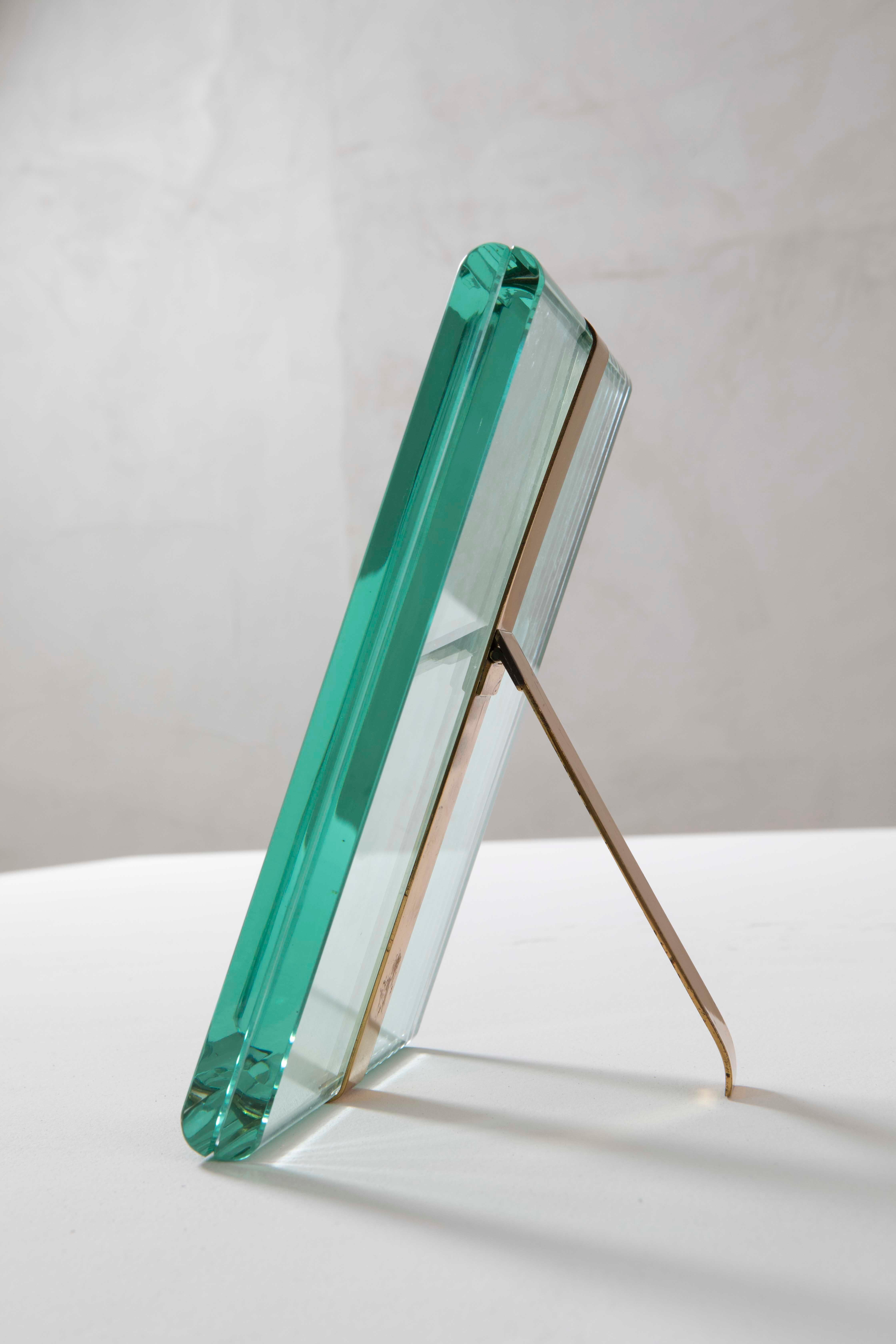 20e siècle Cadre Max Ingrand pour Fontana Arte Mod 1371 Verre et laiton en vente 5