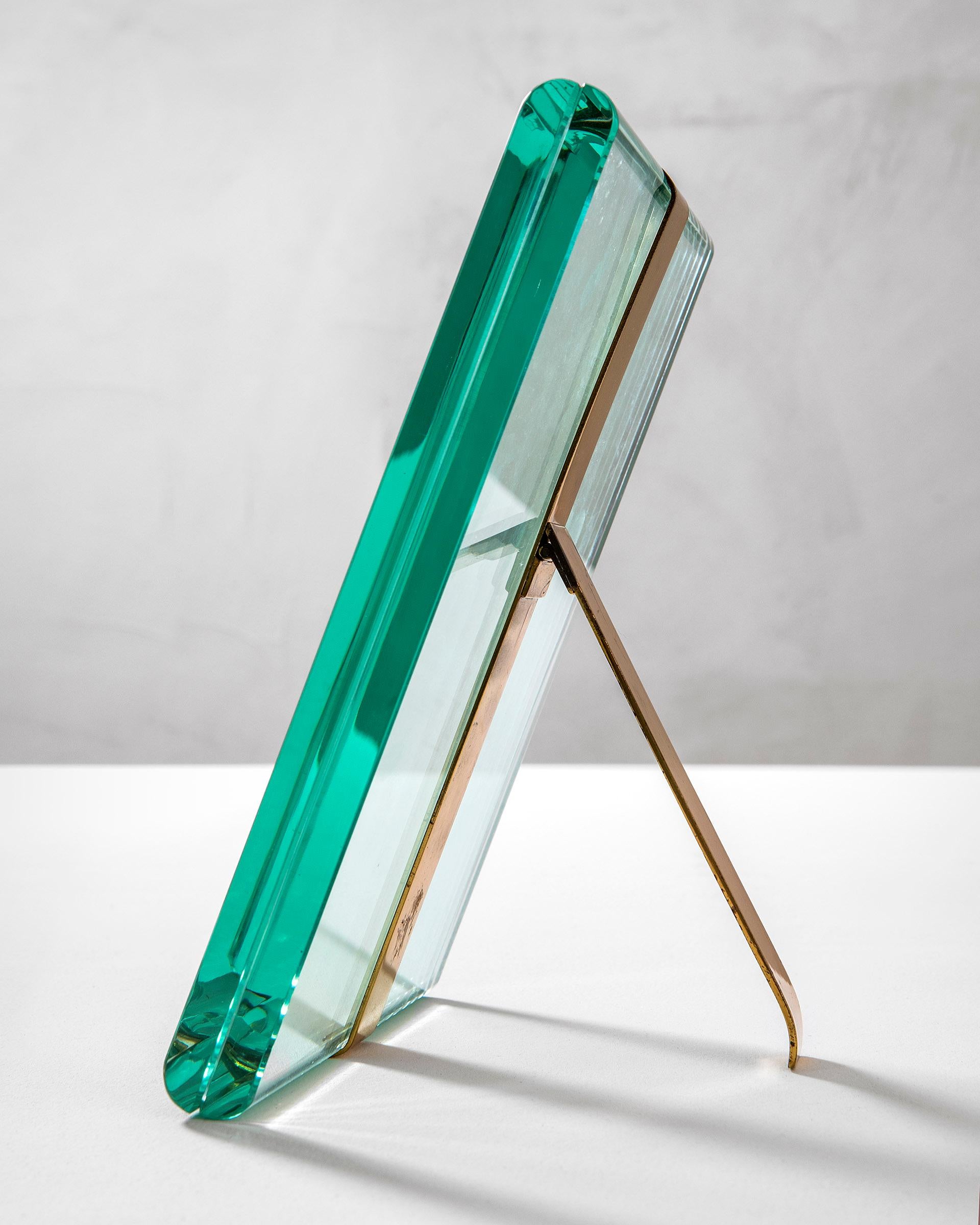 Italian 20th Century Max Ingrand Picture Frame for Fontana Arte Mod 1371 Glass and Brass For Sale