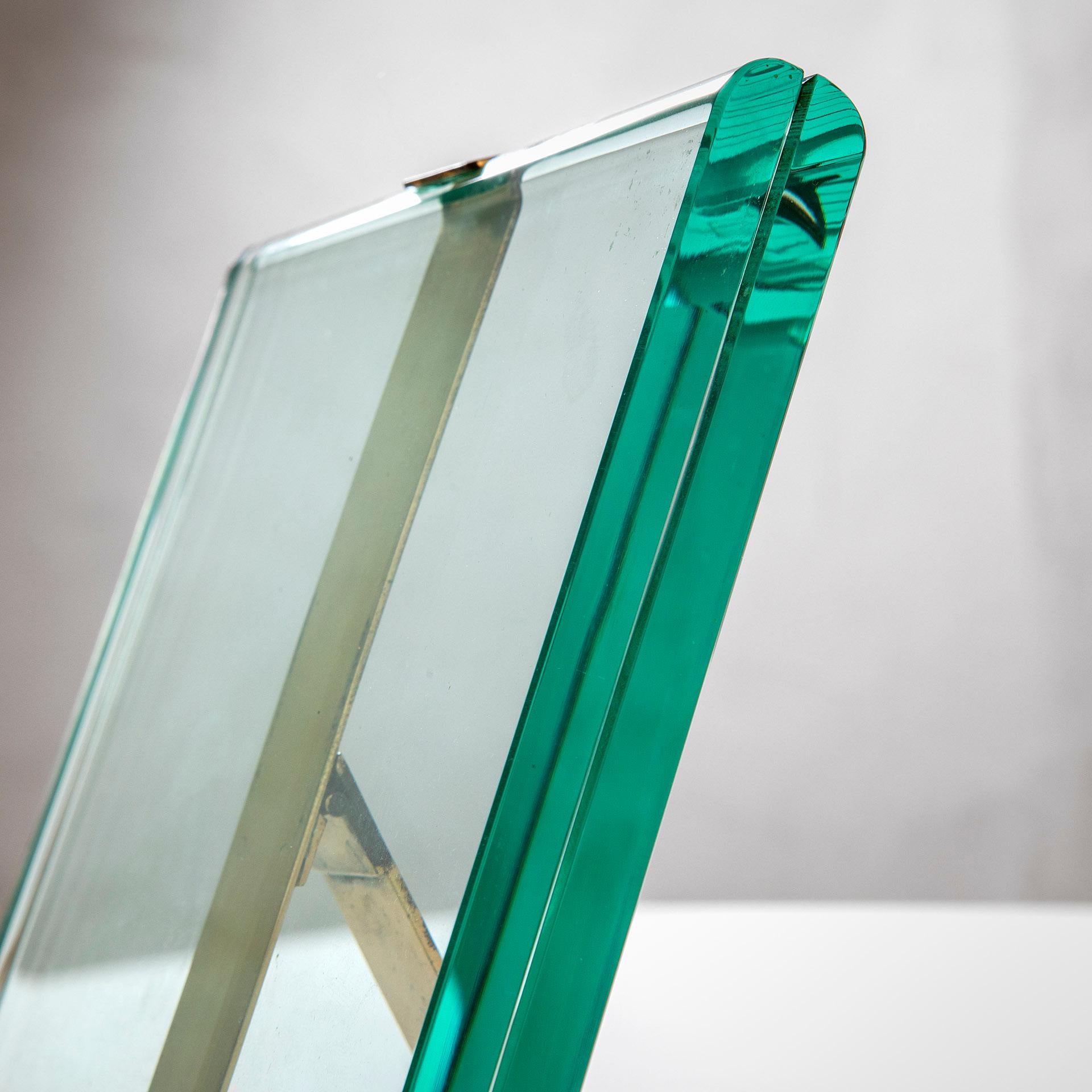20th Century Max Ingrand Picture Frame for Fontana Arte Mod 1371 Glass and Brass In Good Condition For Sale In Turin, Turin