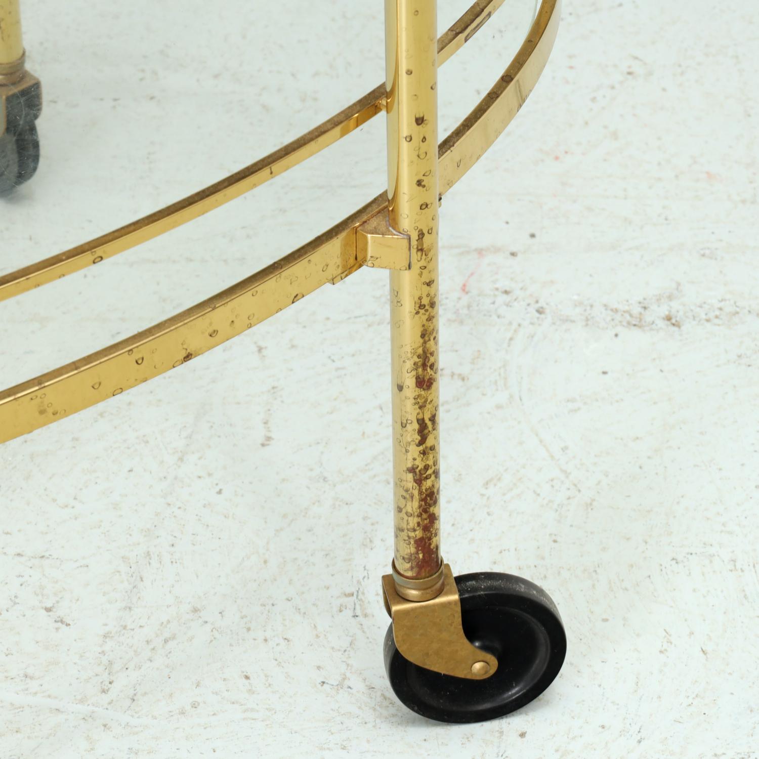 American 20th Century Maxwell Phillips Solid Brass Serving Cart