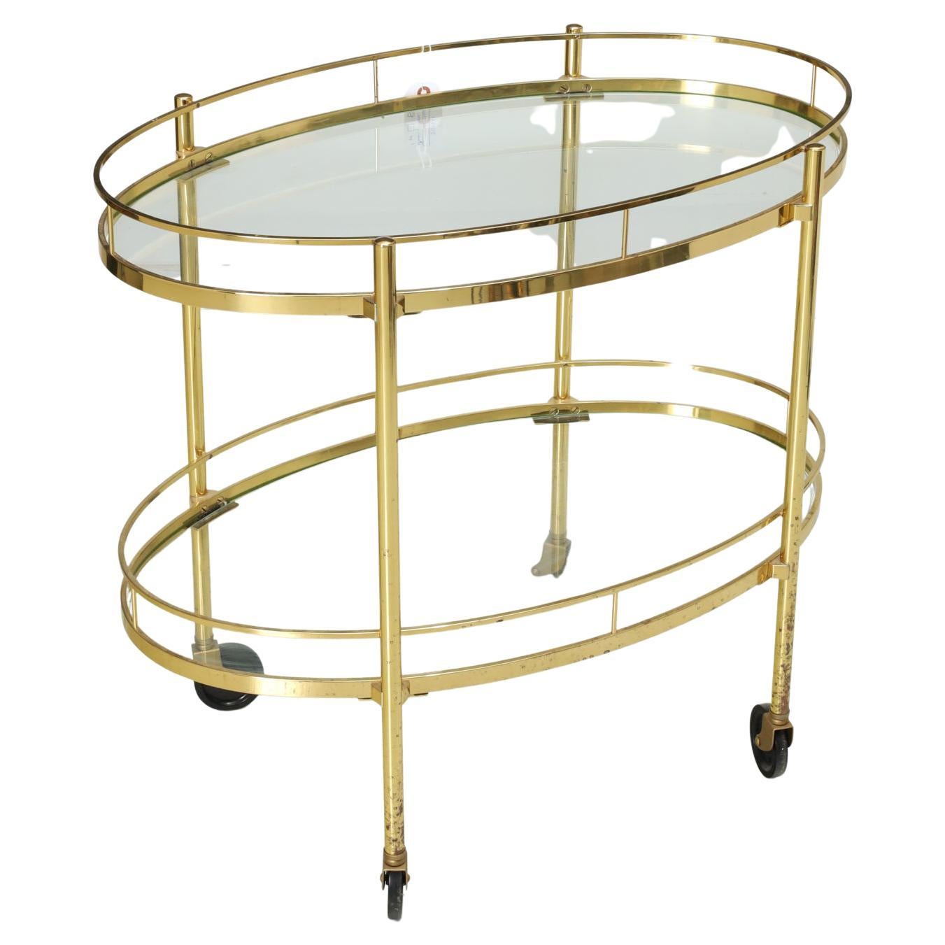 20th Century Maxwell Phillips Solid Brass Serving Cart