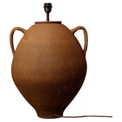 20th Century Mediterranean Hand-Crafted Terracotta Clay Table Lamp