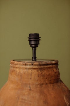 20th Century Mediterranean Hand-Crafted Terracotta Jar Table Lamp
