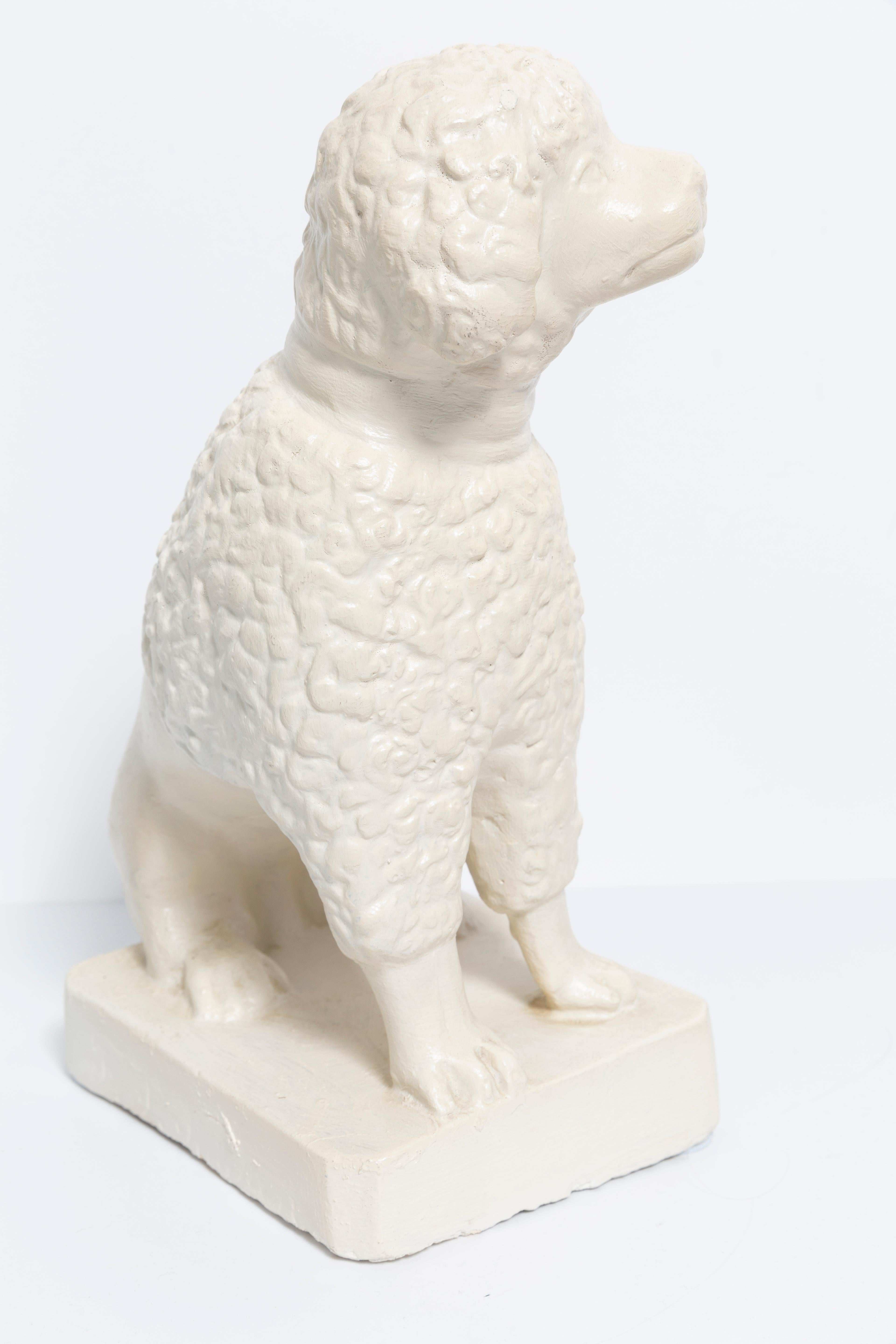 Hand-Painted 20th Century Medium White Poodle Dog Sculpture, Italy, 1960s