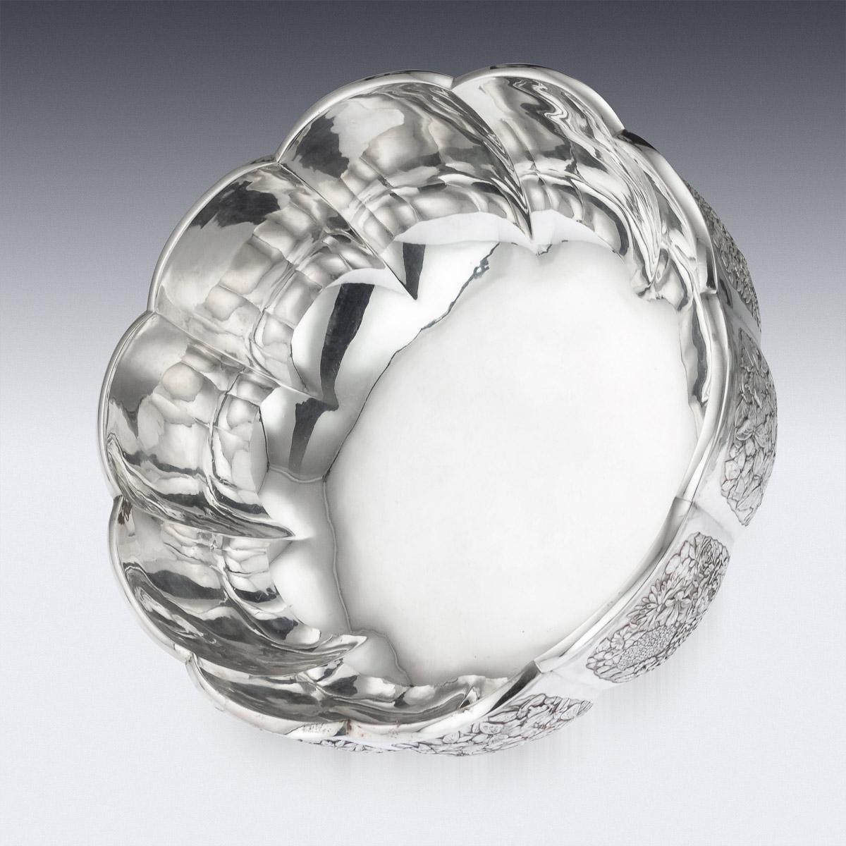 20th Century Meiji Japanese Solid Silver Butterfly Bowl, circa 1900 2