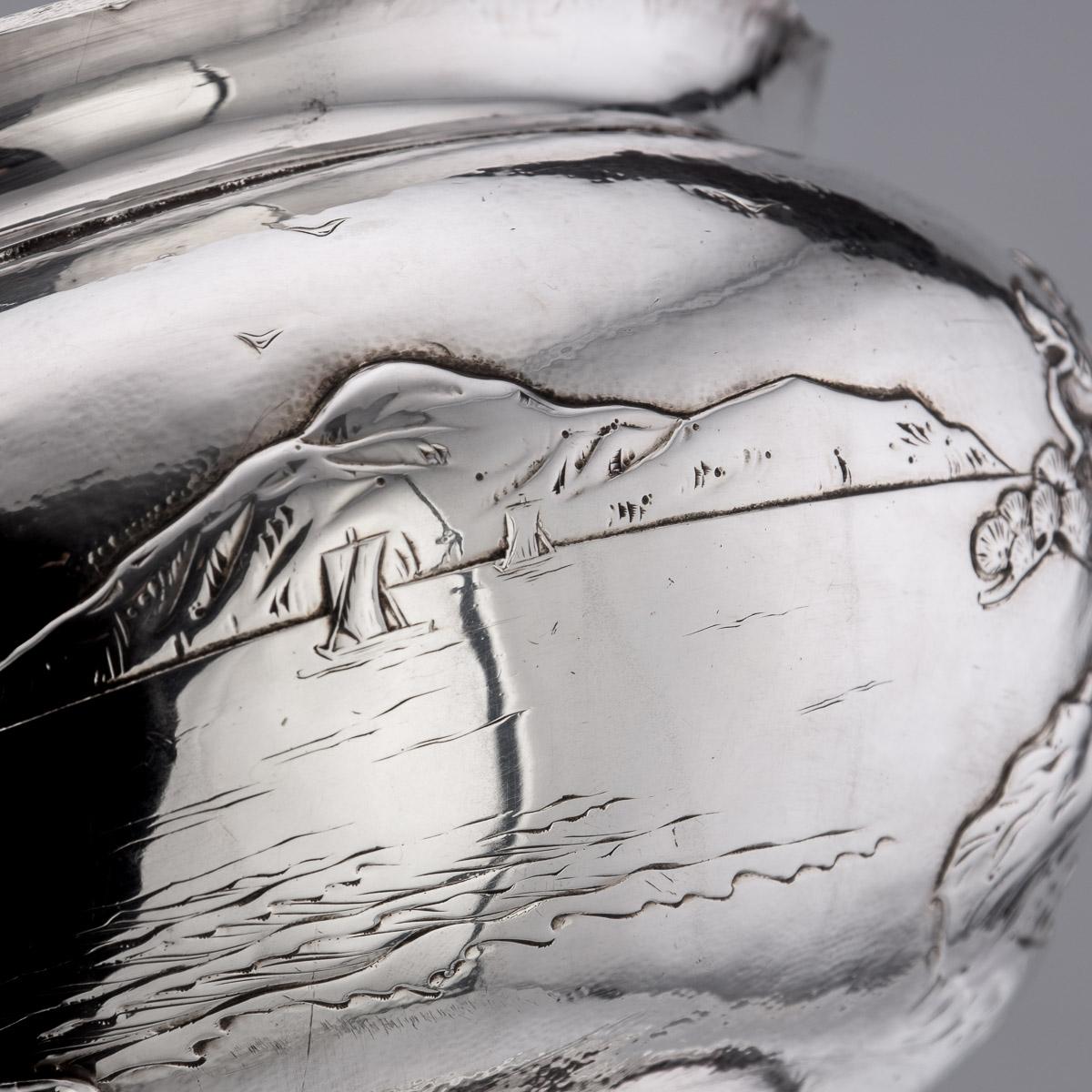 20th Century Meiji Japanese Solid Silver Fuji Mountain Bowl, c.1900 For Sale 11