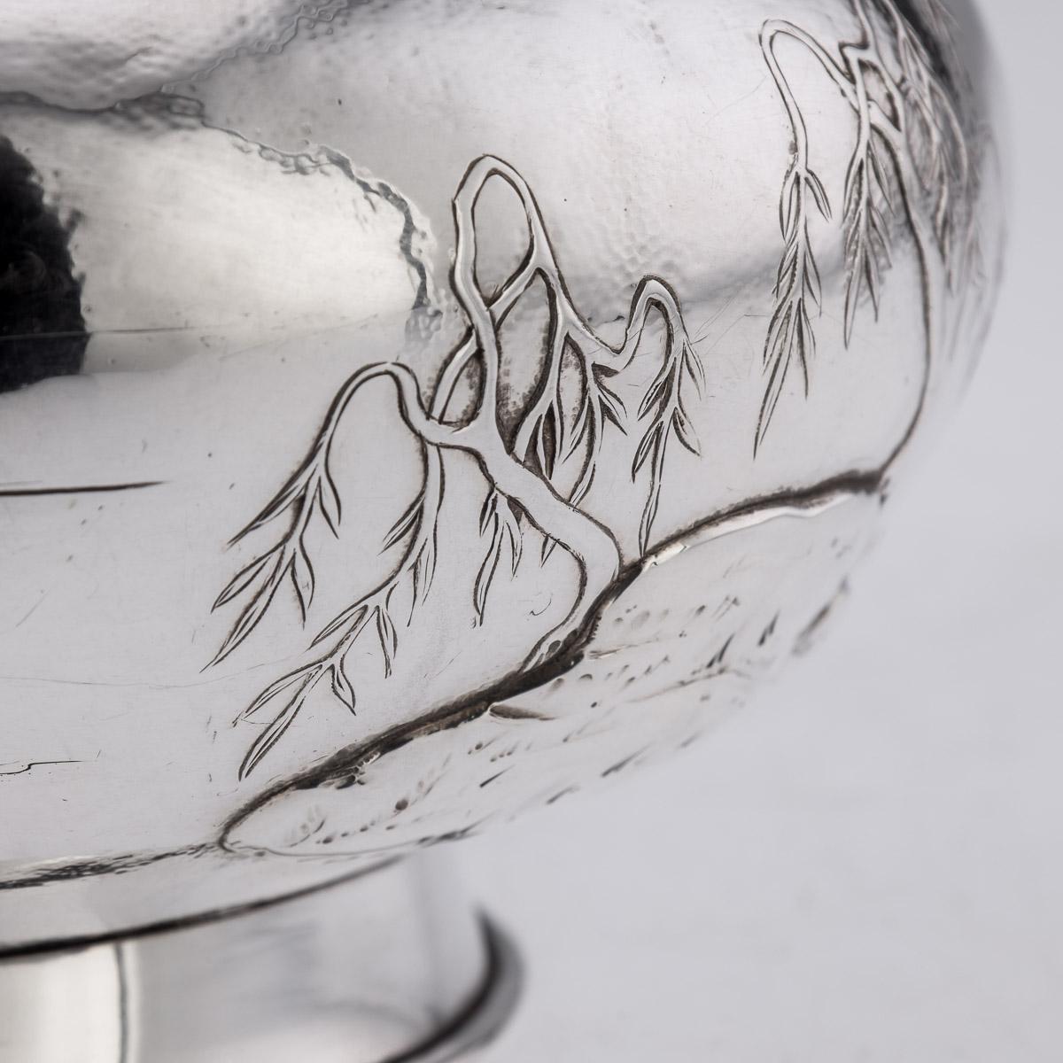 20th Century Meiji Japanese Solid Silver Fuji Mountain Bowl, c.1900 For Sale 6