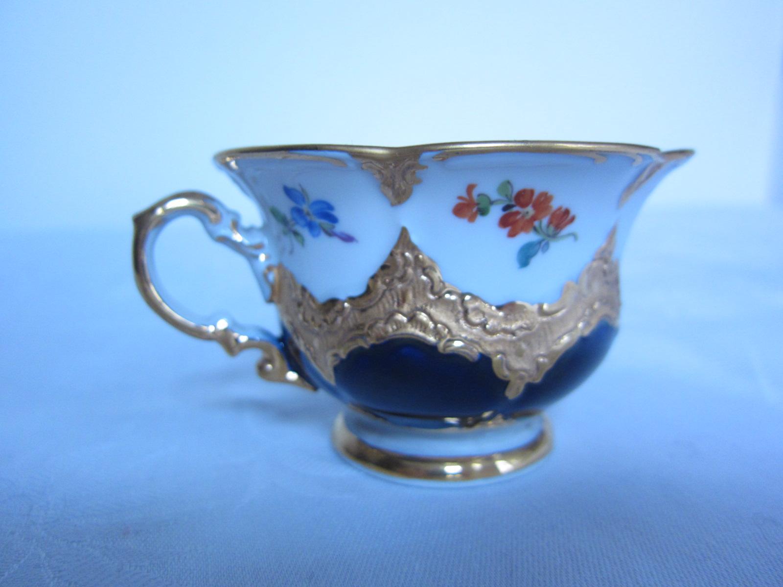 Porcelain 20th Century Meissen Coffee Cup With Saucer For Sale
