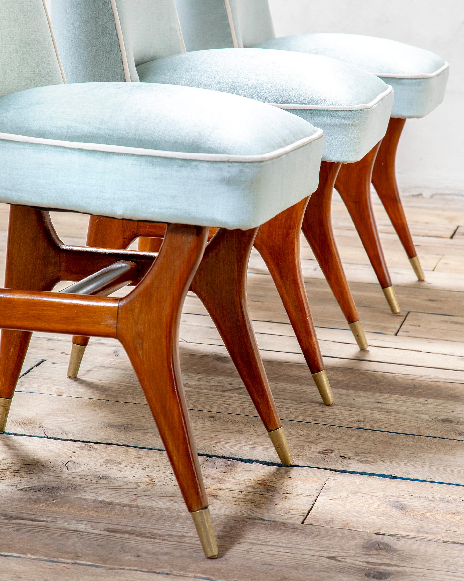 20e siècle, Melchiorre Bega Ensemble de six chaises 50s Bon état - En vente à Turin, Turin