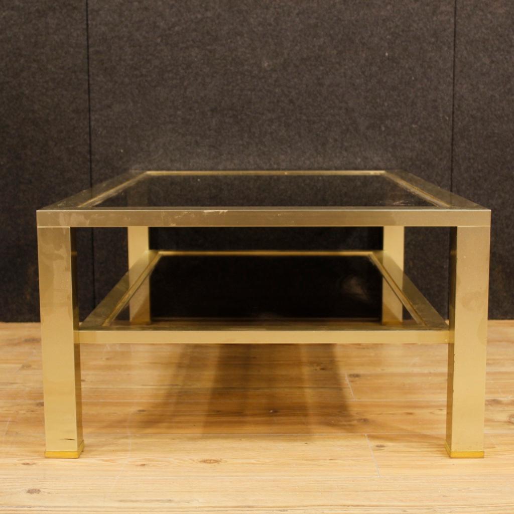 20th Century Metal and Glass French Design Coffee Table, 1980 For Sale 3