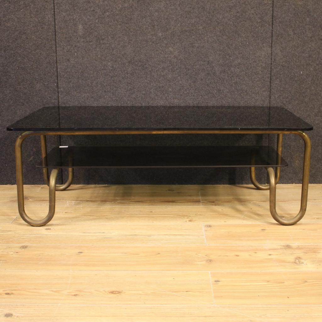 20th Century Metal and Glass Italian Design Coffee Table, 1970 In Fair Condition In Vicoforte, Piedmont