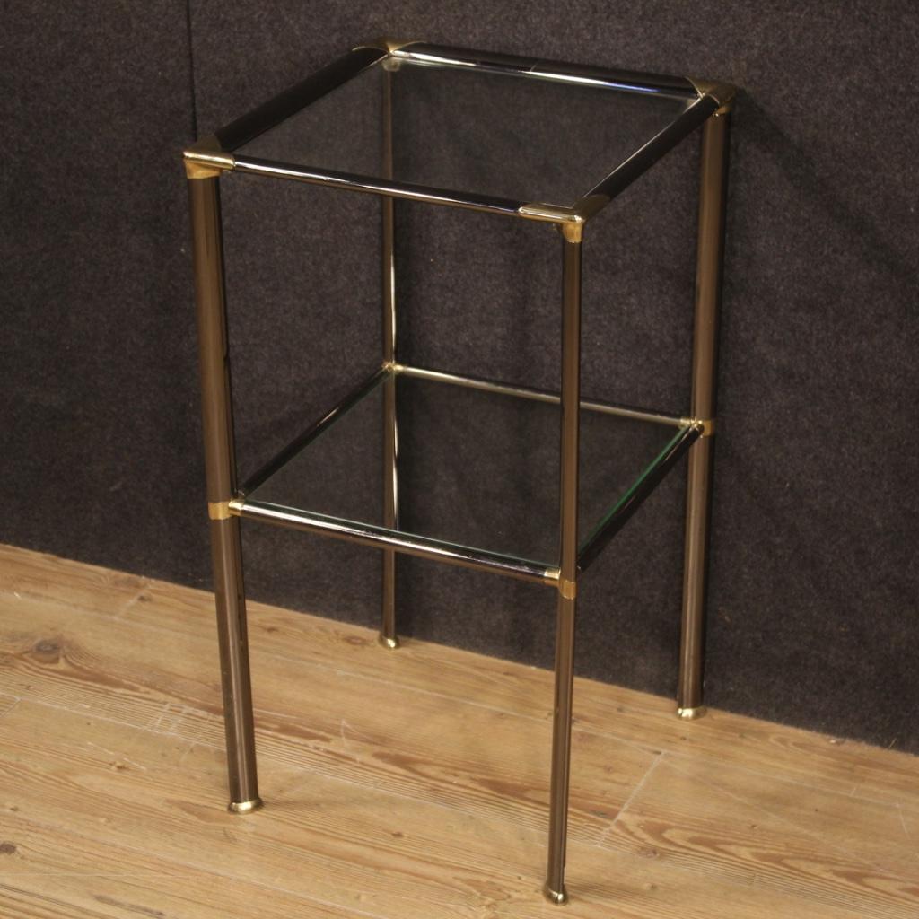 20th Century Metal and Glass Italian Design Side Table, 1980 For Sale 1