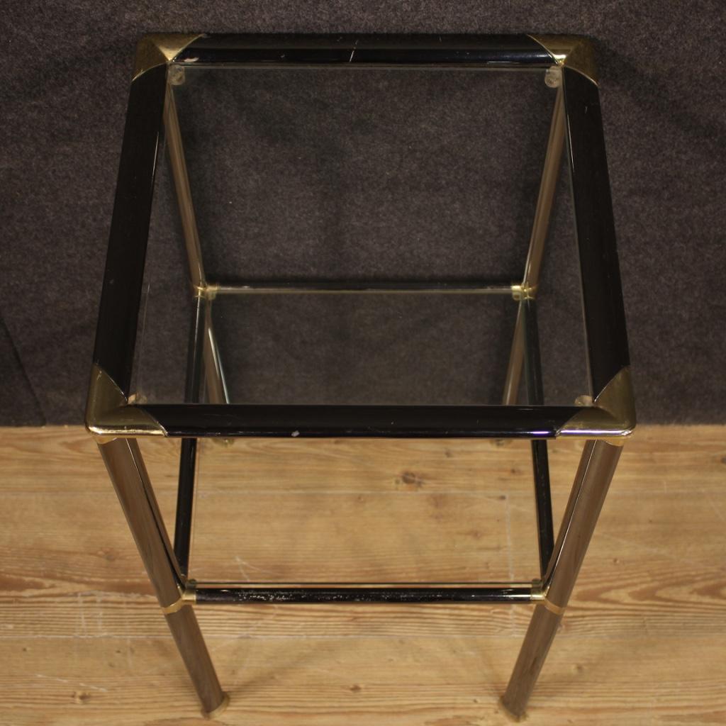 20th Century Metal and Glass Italian Design Side Table, 1980 For Sale 2