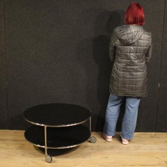 20th Century Metal and Glass Italian Round Coffee Table on Casters, 1980