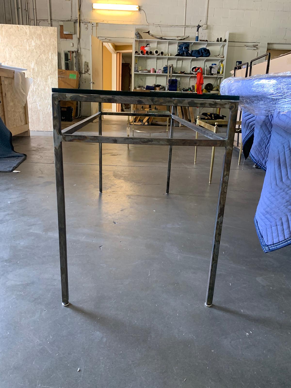 20th Century Metal Console with Glass Top For Sale 4