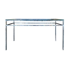20th Century Metal Console with Glass Top
