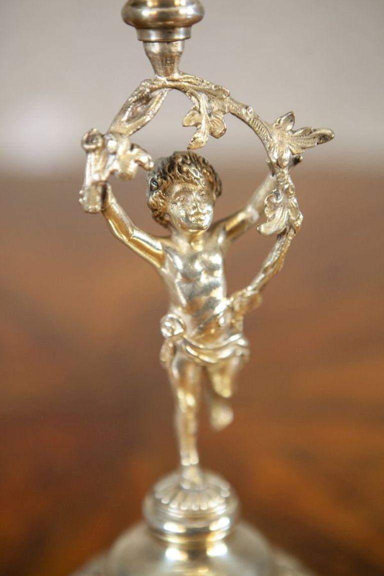 20th-Century Metal Fruit Bowl With Cherub For Sale 4