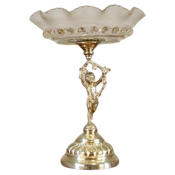 20th-Century Metal Fruit Bowl With Cherub For Sale