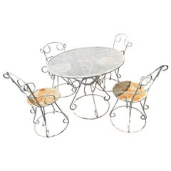 20th Century Metal Garden Set of a Table and Four Chairs, 1950s