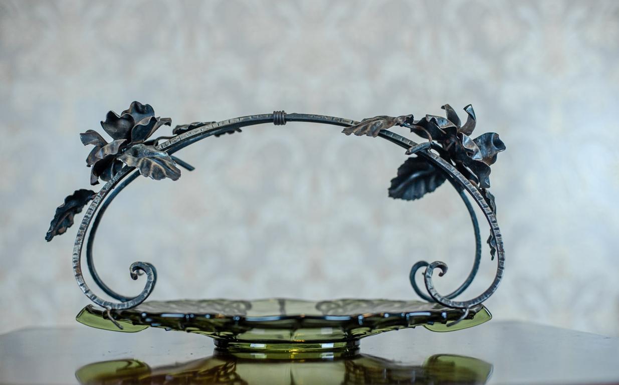 French 20th Century Metal-Glass Epergne For Sale