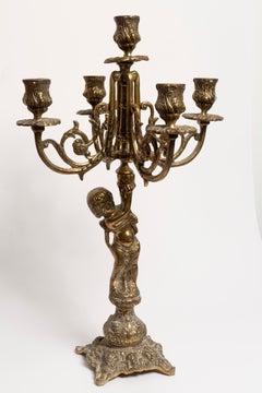 Dekorative Kerzenständer aus Metall, Gold und Messing des 20. Jahrhunderts mit Engel, Italien, 1960er Jahre
